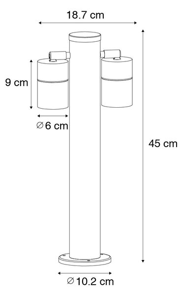 Kültéri lámpa fekete színben, földbe szúrható tüskével és kábeltömítéssel, 45 cm, 2-lámpás, IP44 - Duo