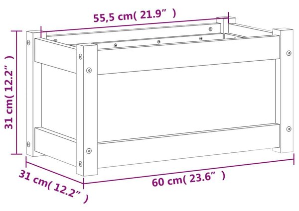 VidaXL Virágláda - Fenyőfa - 2 db - 60x31x31 cm