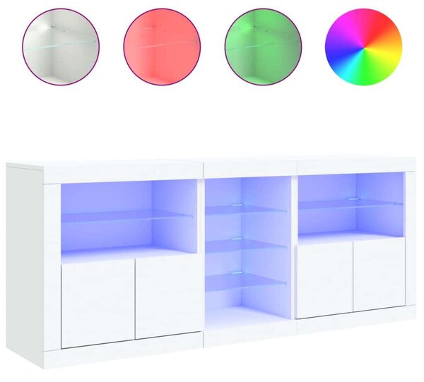VidaXL LED-es Tálalószekrény - Fehér - 162cm