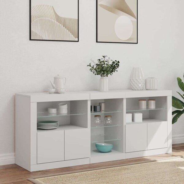 VidaXL LED-es Tálalószekrény - Fehér - 162cm