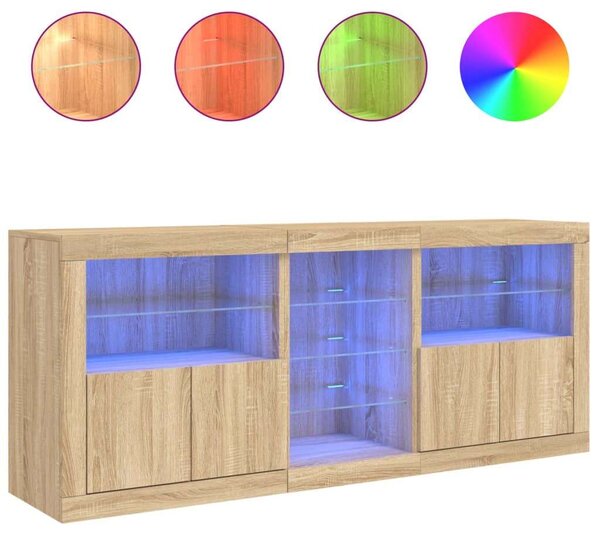 VidaXL LED-es Tálalószekrény - Sonoma Tölgy - 162cm
