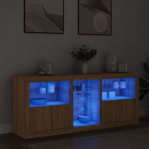 VidaXL LED-es Tálalószekrény - Sonoma Tölgy - 162cm
