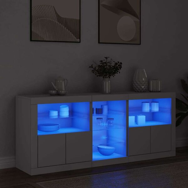 VidaXL LED-es Tálalószekrény - Fehér - 162cm