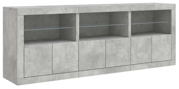 VidaXL LED-es Tálalószekrény - Betonszürke - 181,5cm