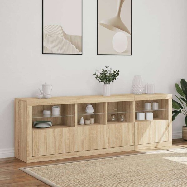 VidaXL Sonoma Tölgy Tálalószekrény LED-del - 202cm
