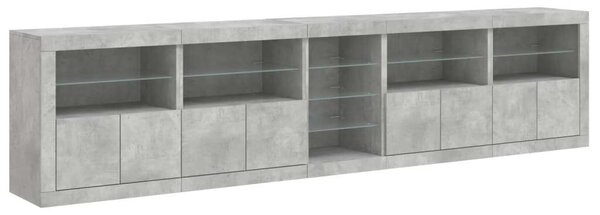 VidaXL Modern LED Tálalószekrény - Betonszürke - 283cm