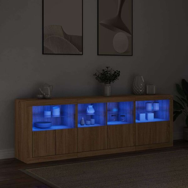 VidaXL Sonoma Tölgy Tálalószekrény LED-del - 202cm