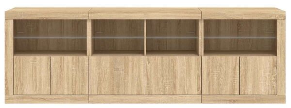 VidaXL Sonoma Tölgy Tálalószekrény LED-del - 202cm
