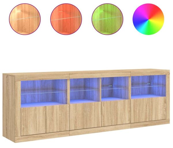 VidaXL Sonoma Tölgy Tálalószekrény LED-del - 202cm