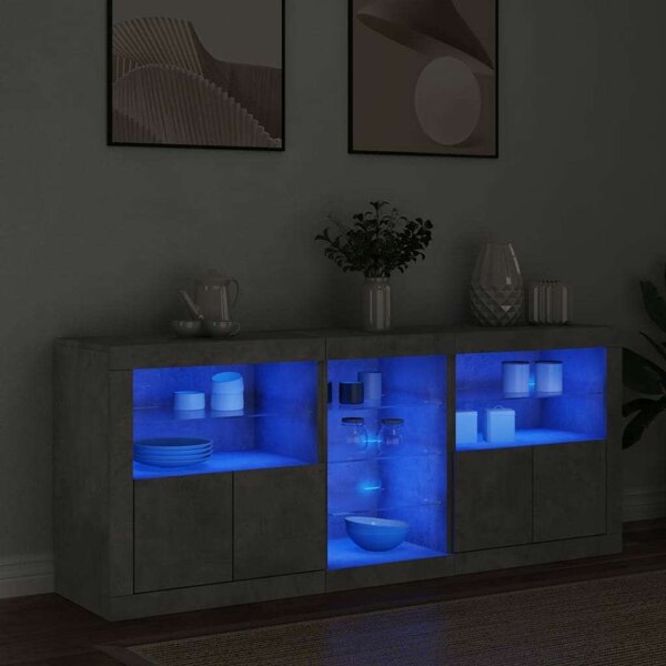 VidaXL LED-es Tálalószekrény - Betonszürke - 162cm