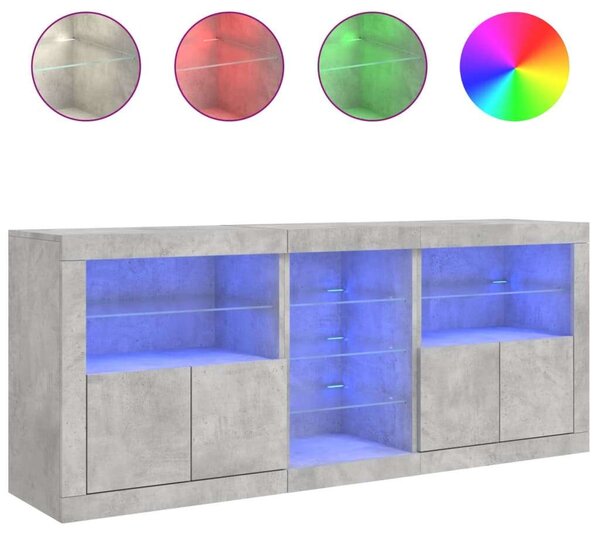 VidaXL LED-es Tálalószekrény - Betonszürke - 162cm