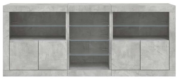 VidaXL LED-es Tálalószekrény - Betonszürke - 162cm