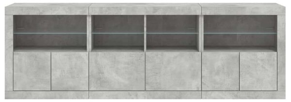 VidaXL Tálalószekrény - Beton Szürke - LED - 202cm