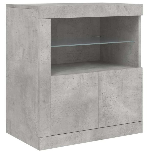 VidaXL Tálalószekrény - Beton Szürke - LED - 202cm