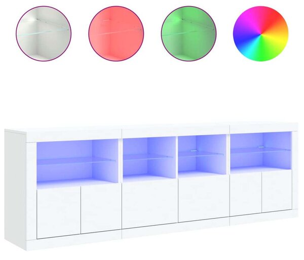 VidaXL LED-es Tálalószekrény - Fehér - 202x37x67 cm