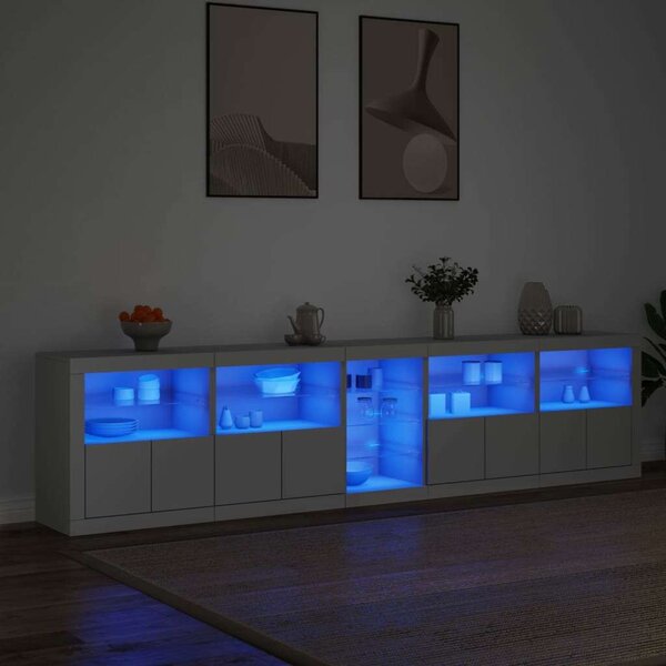 VidaXL LED Tálalószekrény - Fehér - 283cm