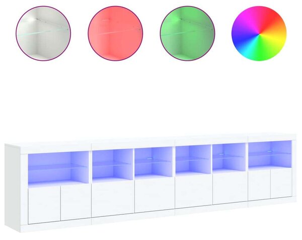 VidaXL Modern LED Tálalószekrény - Fehér - 283cm