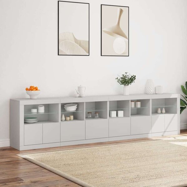 VidaXL Modern LED Tálalószekrény - Fehér - 283cm