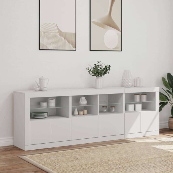 VidaXL LED-es Tálalószekrény - Fehér - 202x37x67 cm