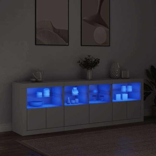 VidaXL LED-es Tálalószekrény - Fehér - 202x37x67 cm