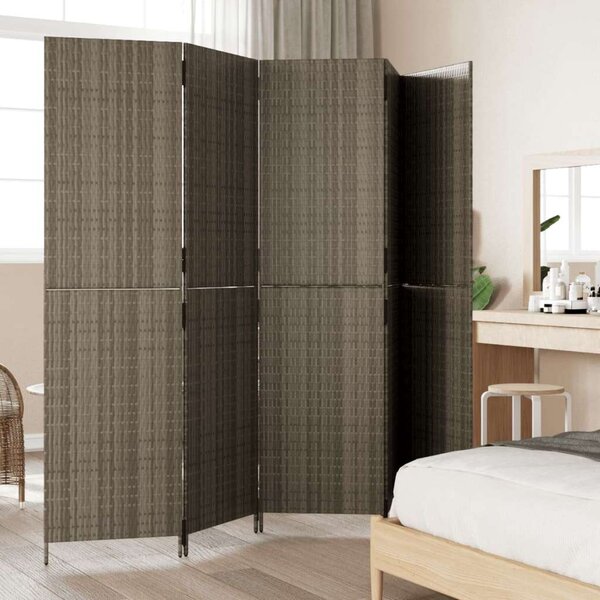 VidaXL 5-Panéles Polyrattan Térelválasztó - 245x200 cm - Szürke