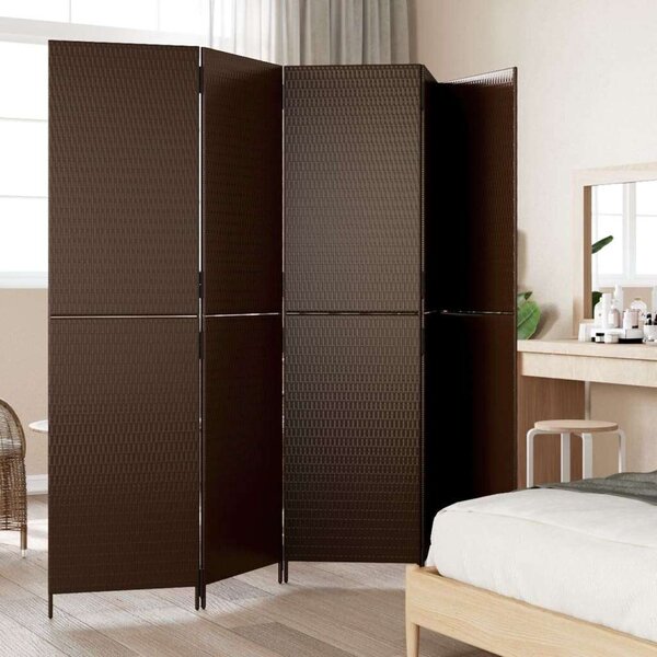 VidaXL 5-Paneles Polyrattan Térelválasztó - Barna - 245x180cm