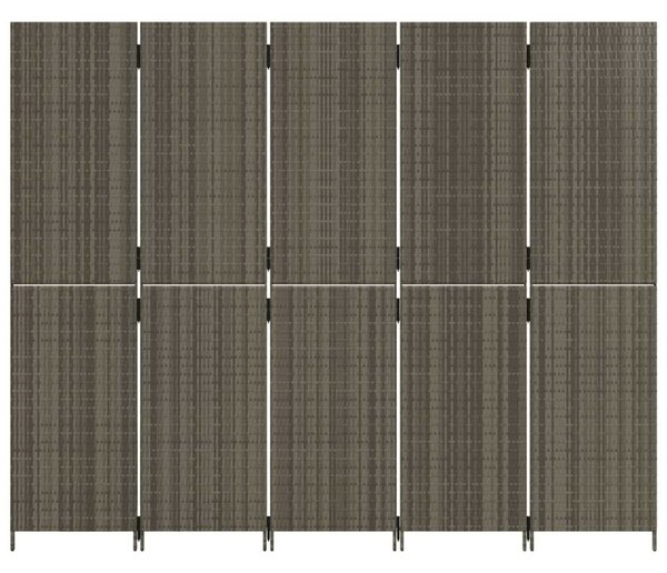 VidaXL 5-Panéles Polyrattan Térelválasztó - 245x200 cm - Szürke