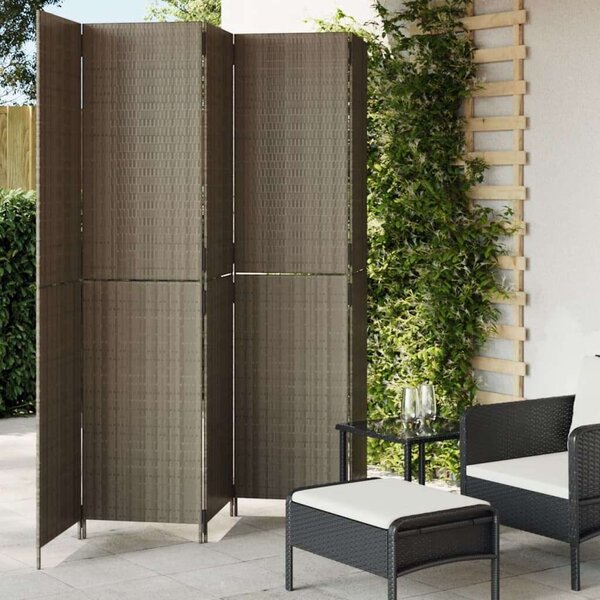 VidaXL 5-Panéles Polyrattan Térelválasztó - 245x200 cm - Szürke