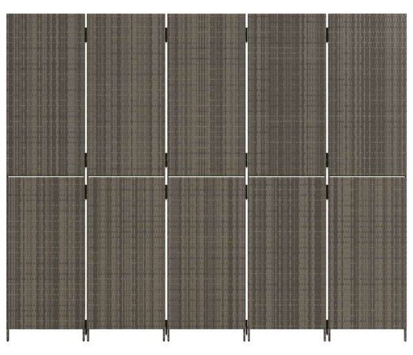 VidaXL 5-Panéles Polyrattan Térelválasztó - 245x200 cm - Szürke