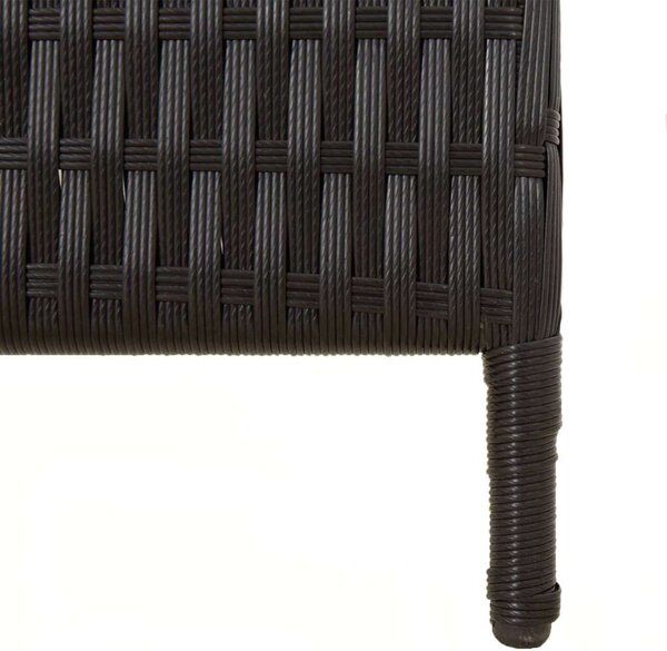 5-Panéles Polyrattan Térelválasztó - Fekete - 245x200cm