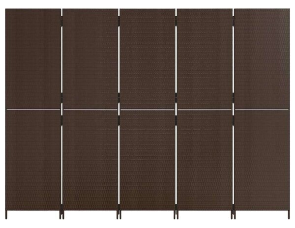 VidaXL 5-Paneles Polyrattan Térelválasztó - Barna - 245x180cm