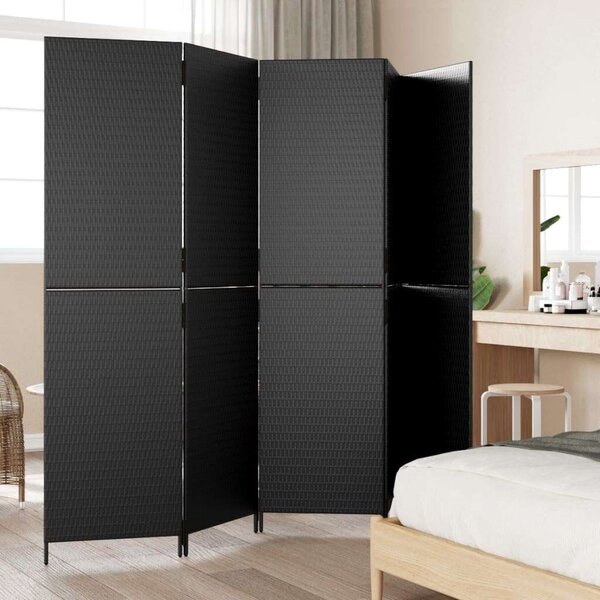 VidaXL Polyrattan Térelválasztó - Fekete - 5 Panél - 245x180cm