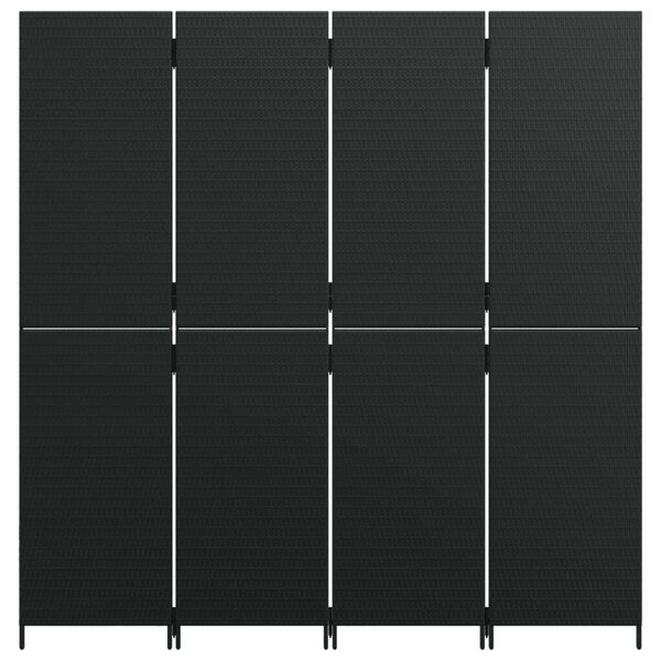VidaXL - 4 Paneles Térelválasztó - Polyrattan - Fekete - 196x200cm
