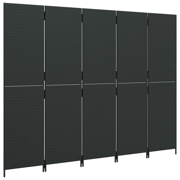 VidaXL Polyrattan Térelválasztó - Fekete - 5 Panél - 245x180cm