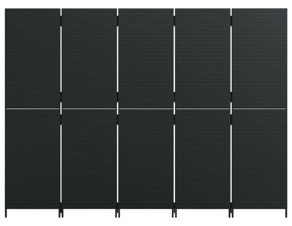 VidaXL Polyrattan Térelválasztó - Fekete - 5 Panél - 245x180cm