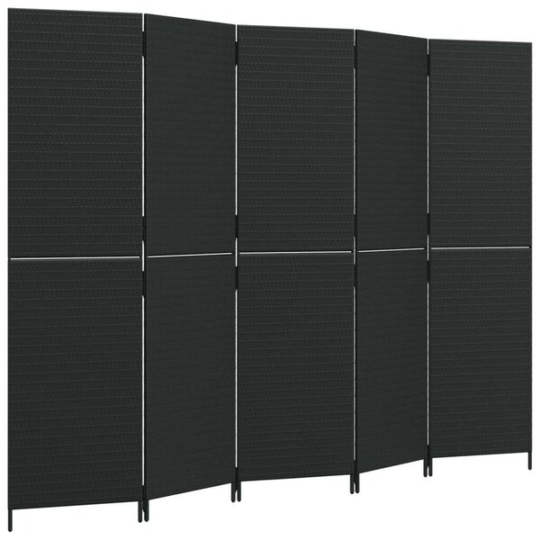 VidaXL Polyrattan Térelválasztó - Fekete - 5 Panél - 245x180cm