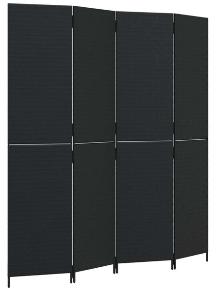 VidaXL - 4 Paneles Térelválasztó - Polyrattan - Fekete - 196x200cm