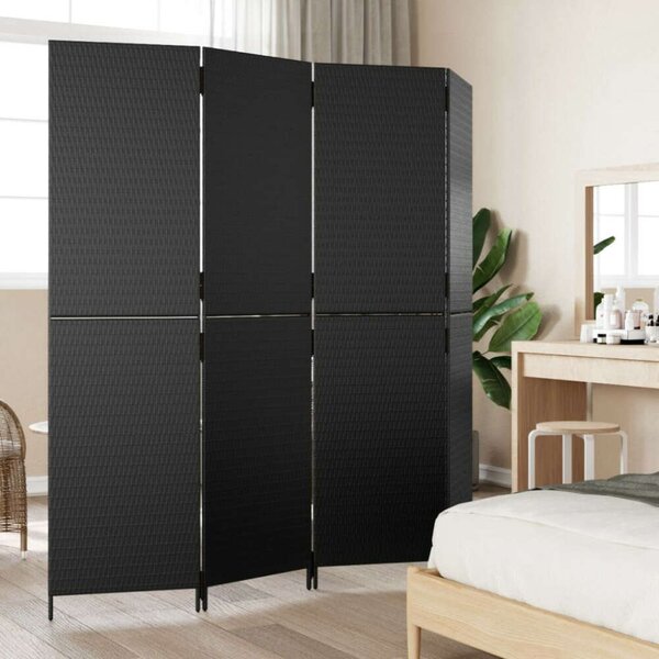 VidaXL - 4 Paneles Térelválasztó - Polyrattan - Fekete - 196x200cm