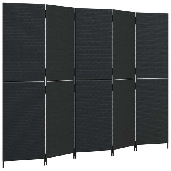 VidaXL Polyrattan Térelválasztó - Fekete - 5 Panél - 245x180cm