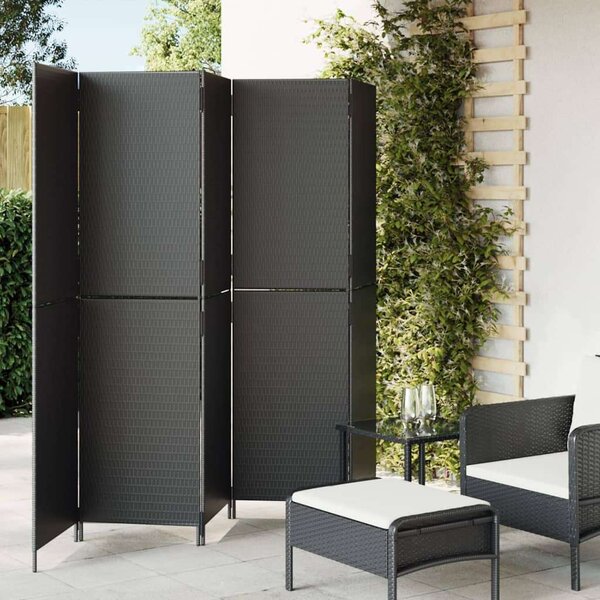 VidaXL Polyrattan Térelválasztó - Fekete - 5 Panél - 245x180cm