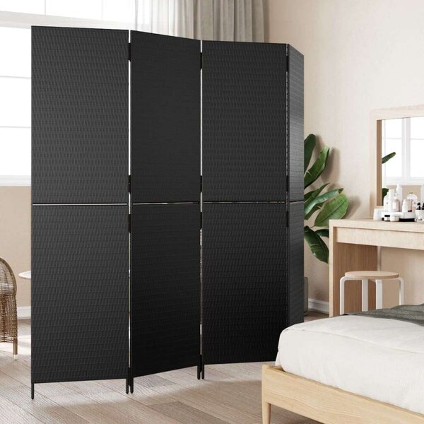 VidaXL - 4 Paneles Térelválasztó - Polyrattan - Fekete - 196x200cm