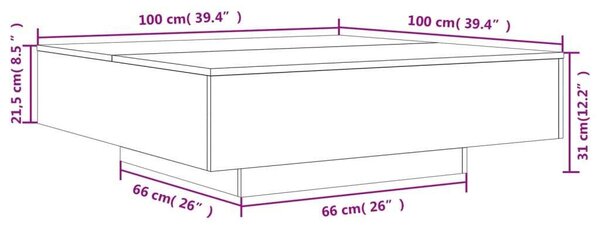 VidaXL Dohányzóasztal - Betonszürke - 100x100 cm