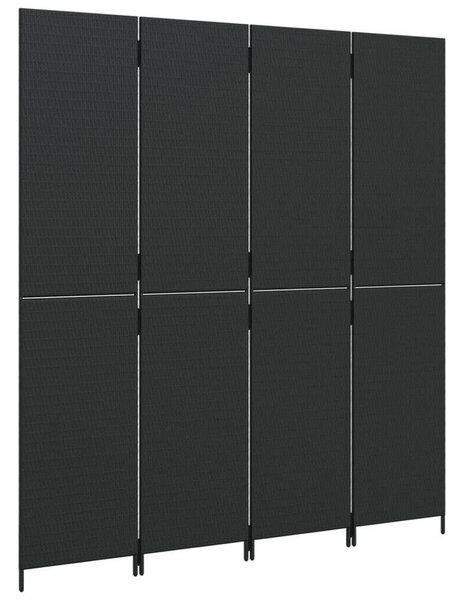 VidaXL - 4 Paneles Térelválasztó - Polyrattan - Fekete - 196x200cm