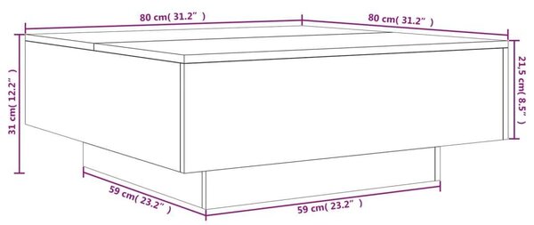 VidaXL Dohányzóasztal - Beton Szürke - 80x80x31 cm