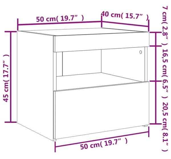 LED-es Éjjeliszekrény szett - Sonoma Tölgy - 2 db - 50x40x45 cm