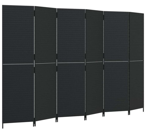 VidaXL Polyrattan Térelválasztó - Fekete - 6 Panel - 294x180cm
