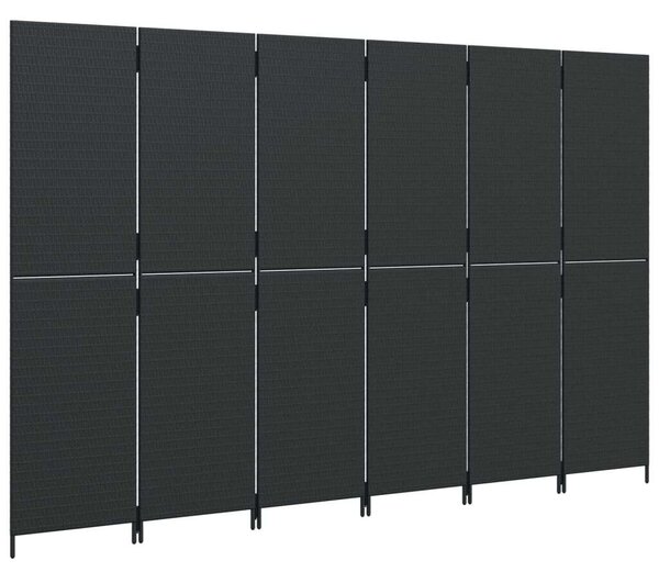 VidaXL Polyrattan Térelválasztó - Fekete - 6 Panel - 294x180cm