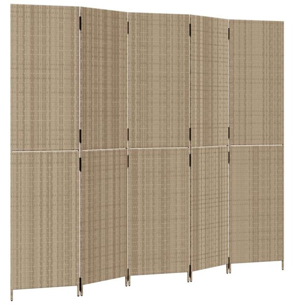 VidaXL Polyrattan Térelválasztó - Bézs - 5 Panel - 245x200cm