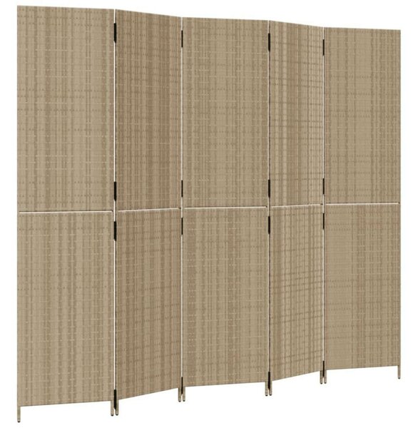 VidaXL Polyrattan Térelválasztó - Bézs - 5 Panel - 245x200cm