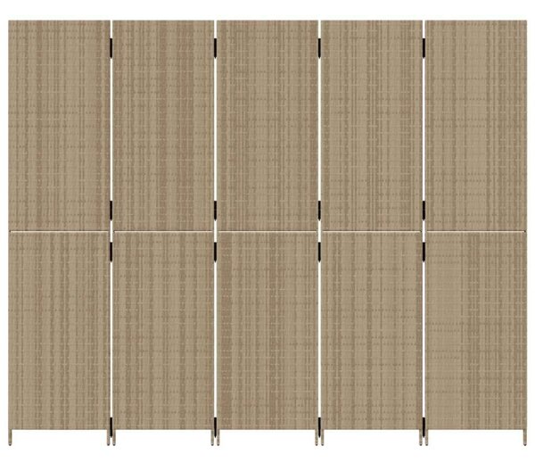 VidaXL Polyrattan Térelválasztó - Bézs - 5 Panel - 245x200cm